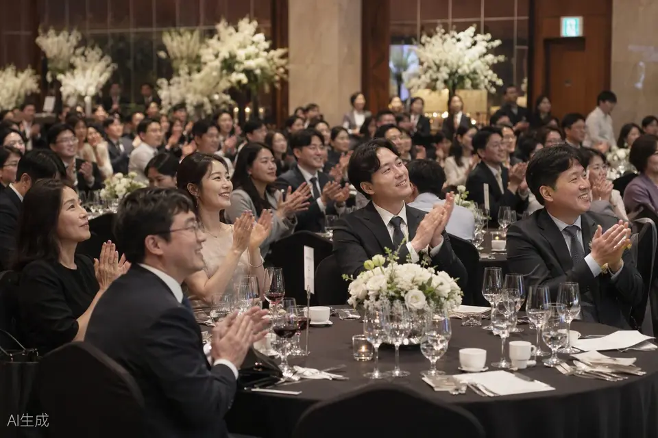 결혼식 하객, 사회, 축가, 돌잔치 등 실제 행사 현장 장면이 이어지는 영상